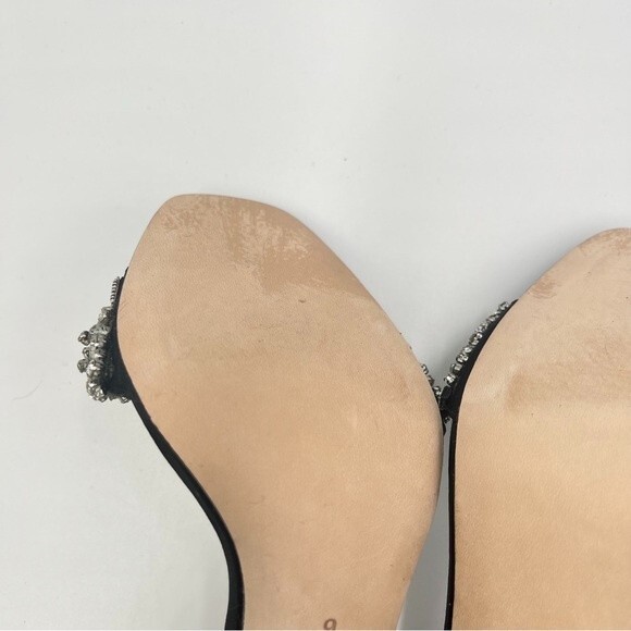 Badgley Mischka Size 6 Rider Black Satin Jeweled‎ Dress Sandals Heels Shoes - Picture 10 of 14